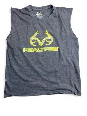 Realtree Sleeveless Shirt Mens Large Gray Hunting Graphic Tee